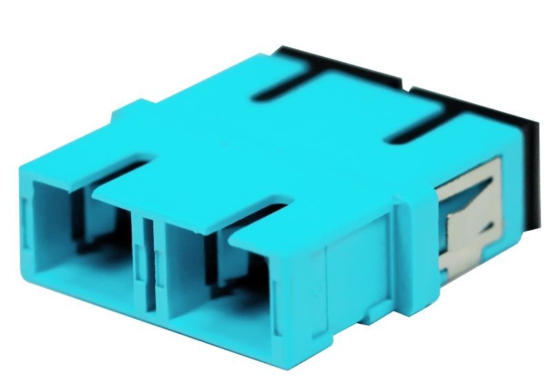SC-SC Fiber Optic Adapter Duplex Multimode (OM3/OM4) Aqua No Flange (OAS3-SFDSFD-NXD)