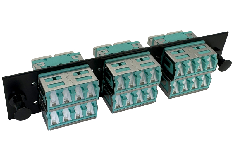 24F Multimode (OM4) Black Adapter Panel with IP5x Automatic Dust Shield - Select Series 24F Multimode (OM4) Black Adapter Panel with IP5x Automatic Dust Shield - Select Series