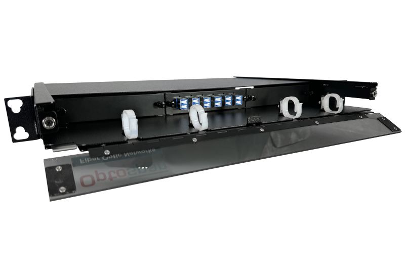 12 Fiber MTP-LC Cassette Multimode 1U Rack Mount Distribution Panel
