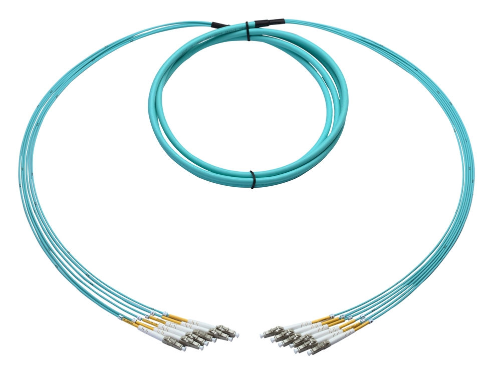 Multimode Plenum Fan-Out Fiber Cable, 6 Strand, 15 Meter, LC-LC
