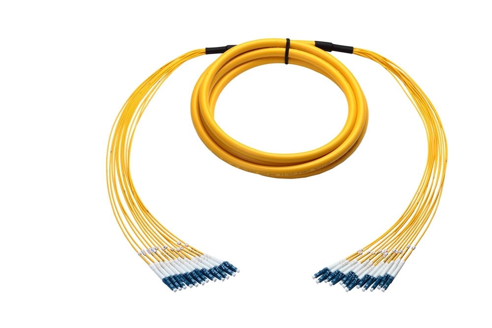 Plenum Armored Breakout Cable, 24-Fiber, LC-LC, Single-mode, 2 Meter