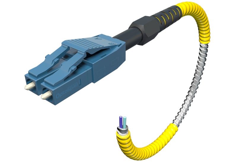 Armored Optic Cable w/OptoLock, Duplex, FC-FC, Single-mode, 50ft