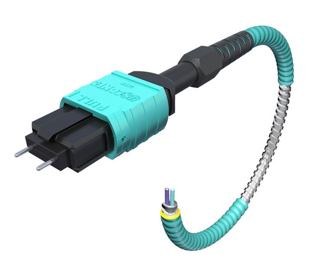 Armored Patch Cord w/OptoLock 12-Fiber Multimode 50ft