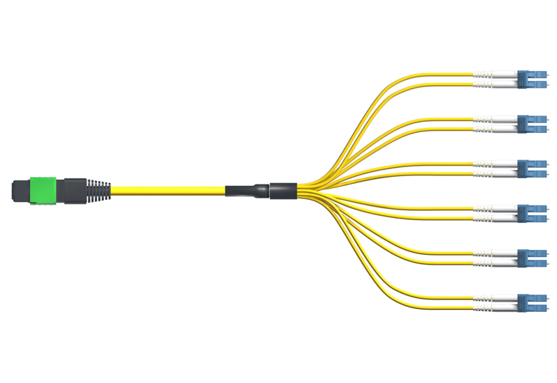 Plenum Low Loss MTP Armored Fanout Cable, 12-Fiber, Single-mode, 60 Meter, MTP Elite Harness