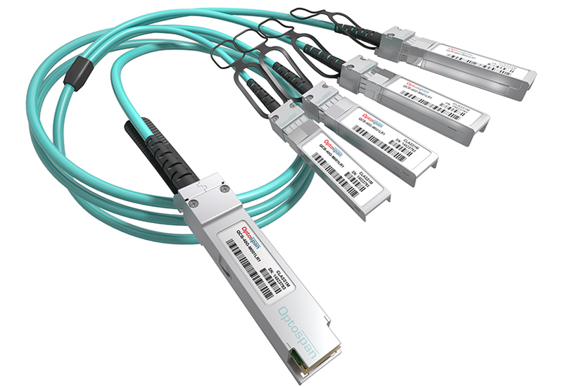 Finisar FCBN510QE2C02 Compatible 40G QSFP+ to 4xSFP+ Breakout AOC Cable Plenum 2m