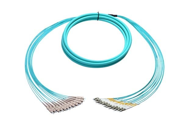 Plenum Breakout Cable, 12-Fiber, SC-LC, Multimode, 100 Meter