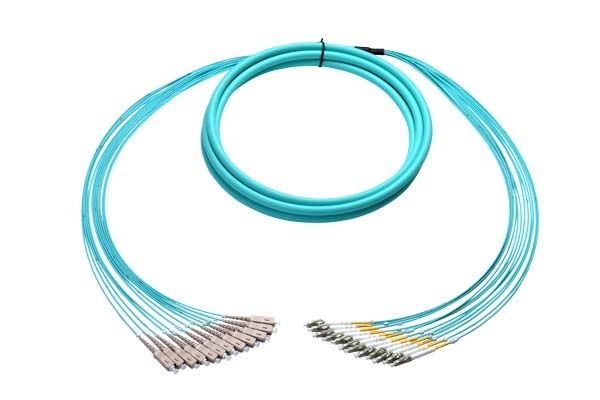 12-Fiber Breakout Fiber Cable Multimode 50ft SC-LC