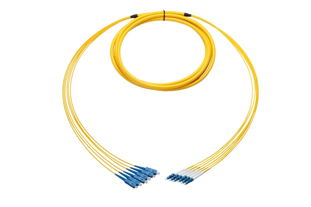 SC-LC Plenum Fan-Out Cable 6-Fiber Single-mode 15 Meter