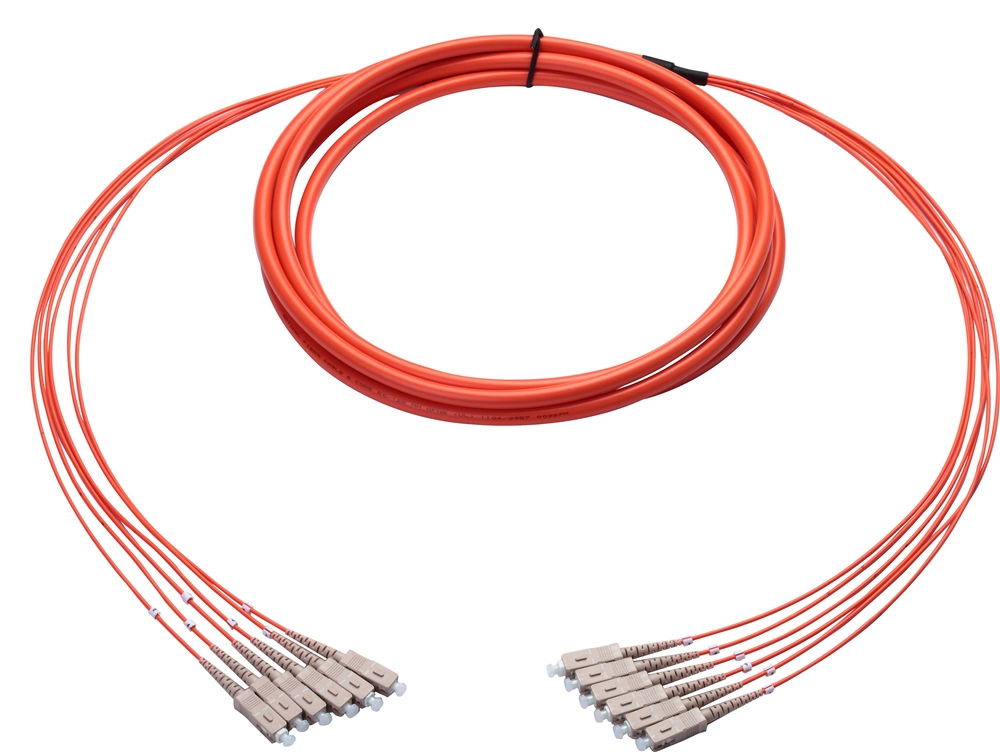 Multimode Plenum Fan-Out Fiber Cable, 6 Strand, 30 Meter, SC-SC Multimode Plenum Fan-Out Fiber Cable, 6 Strand, 30 Meter, SC-SC