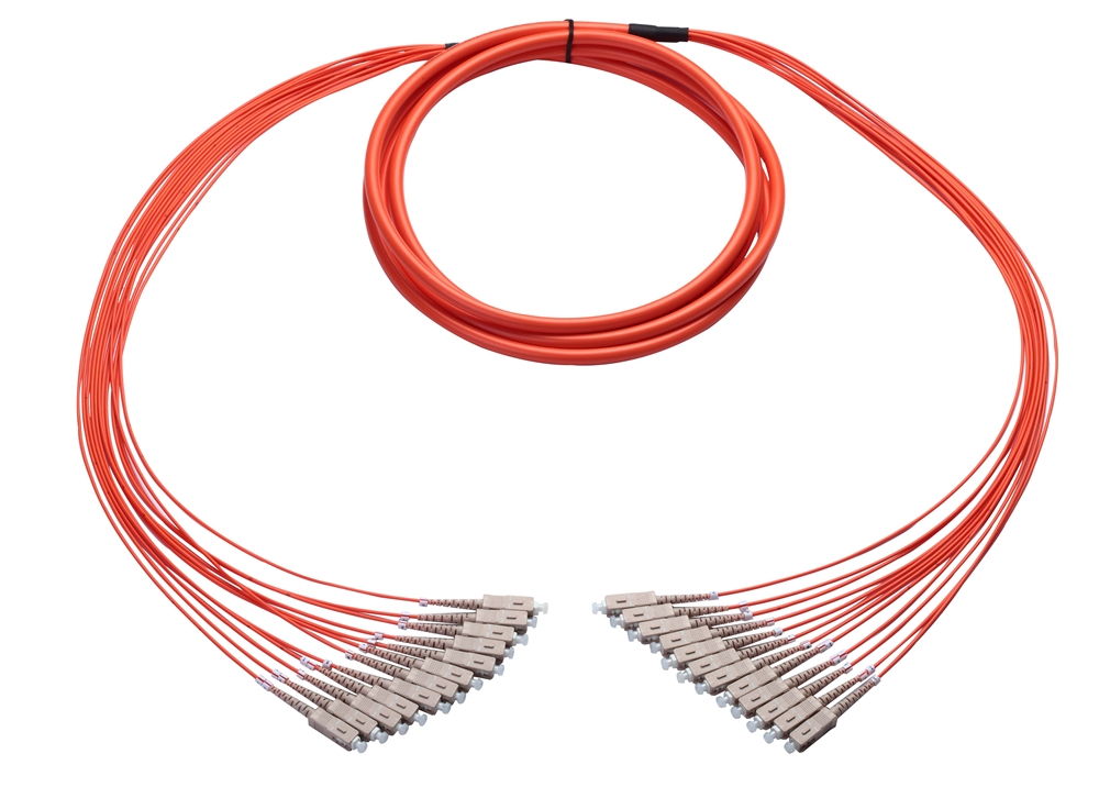 Multimode Plenum Armored Fan-Out Fiber Cable, 12 Strand, 15 Meter, SC-SC