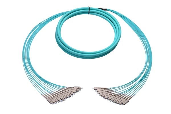 Multimode Plenum Armored Fan-Out Fiber Cable, 12 Strand, 5 Meter, SC-SC
