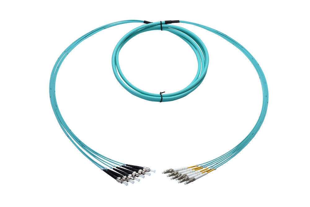 Multimode Plenum Fan-Out Fiber Cable, 6 Strand, 2 Meter, ST-LC
