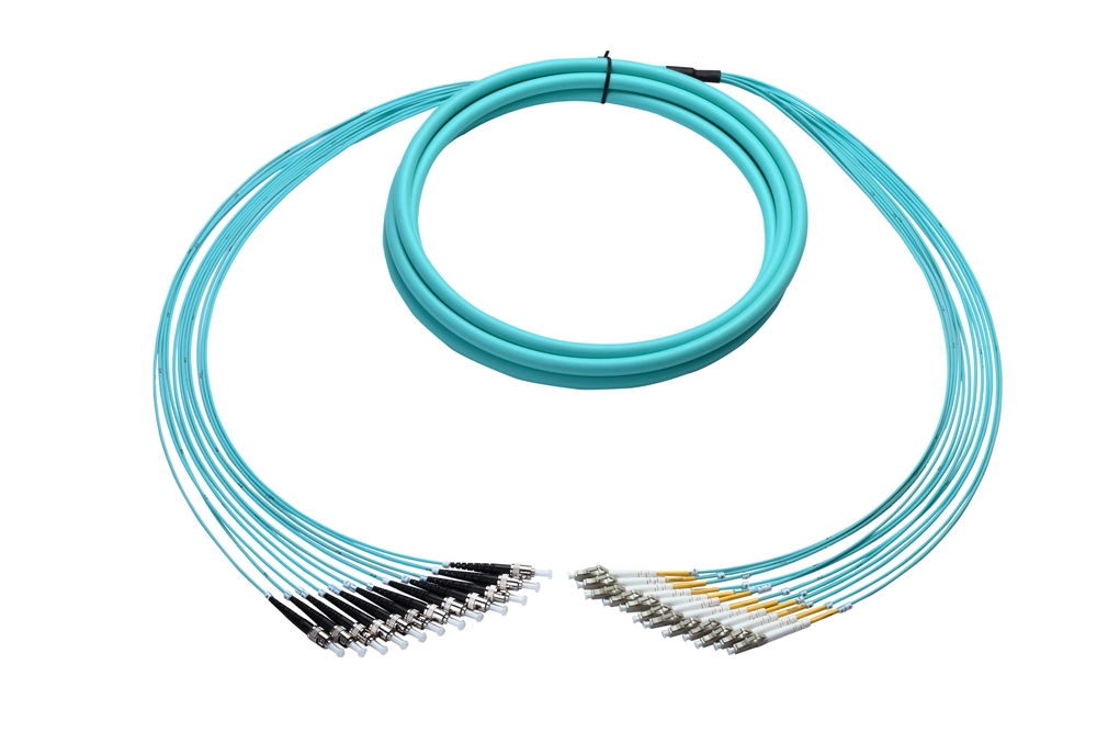 Multimode Plenum Fan-Out Fiber Cable, 12 Strand, 50 Meter, ST-LC
