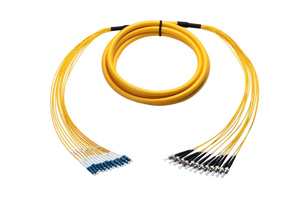 ST-LC Fan-Out Cable 12-Fiber Single-mode 15ft