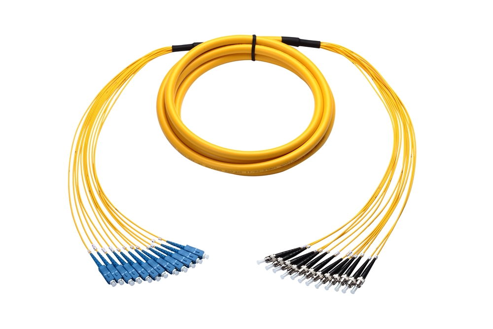 Plenum Armored Breakout Cable, 12-Fiber, ST-SC, Single-mode, 50 Meter