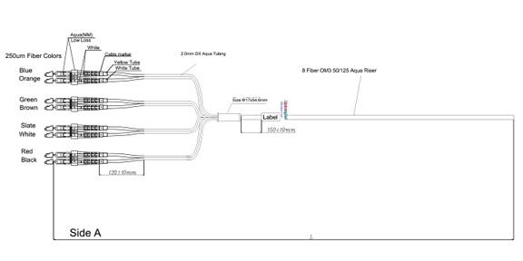 Design #6 8F duplex pigtail with strong LC Connectors Design #6 8F duplex pigtail with strong LC Connectors