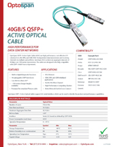 40G QSFP+ AOC Cable Specifications